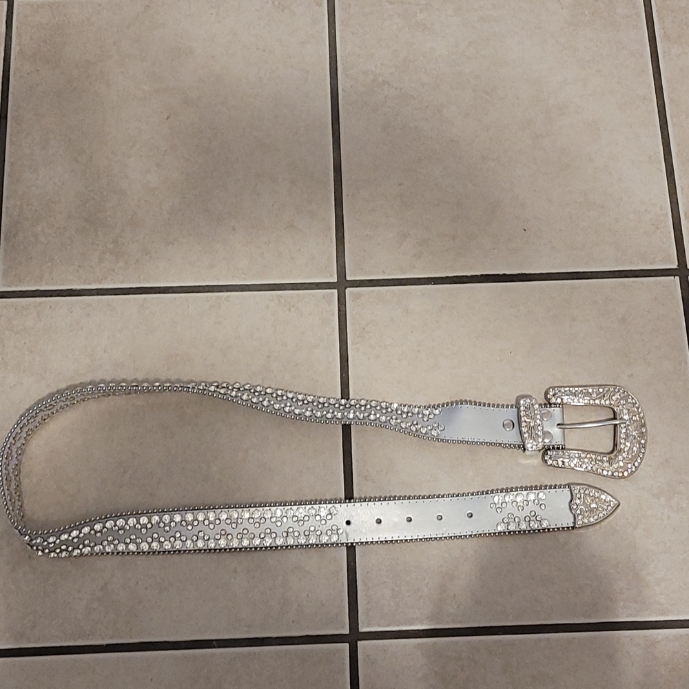 Bling rhinestone belt silver